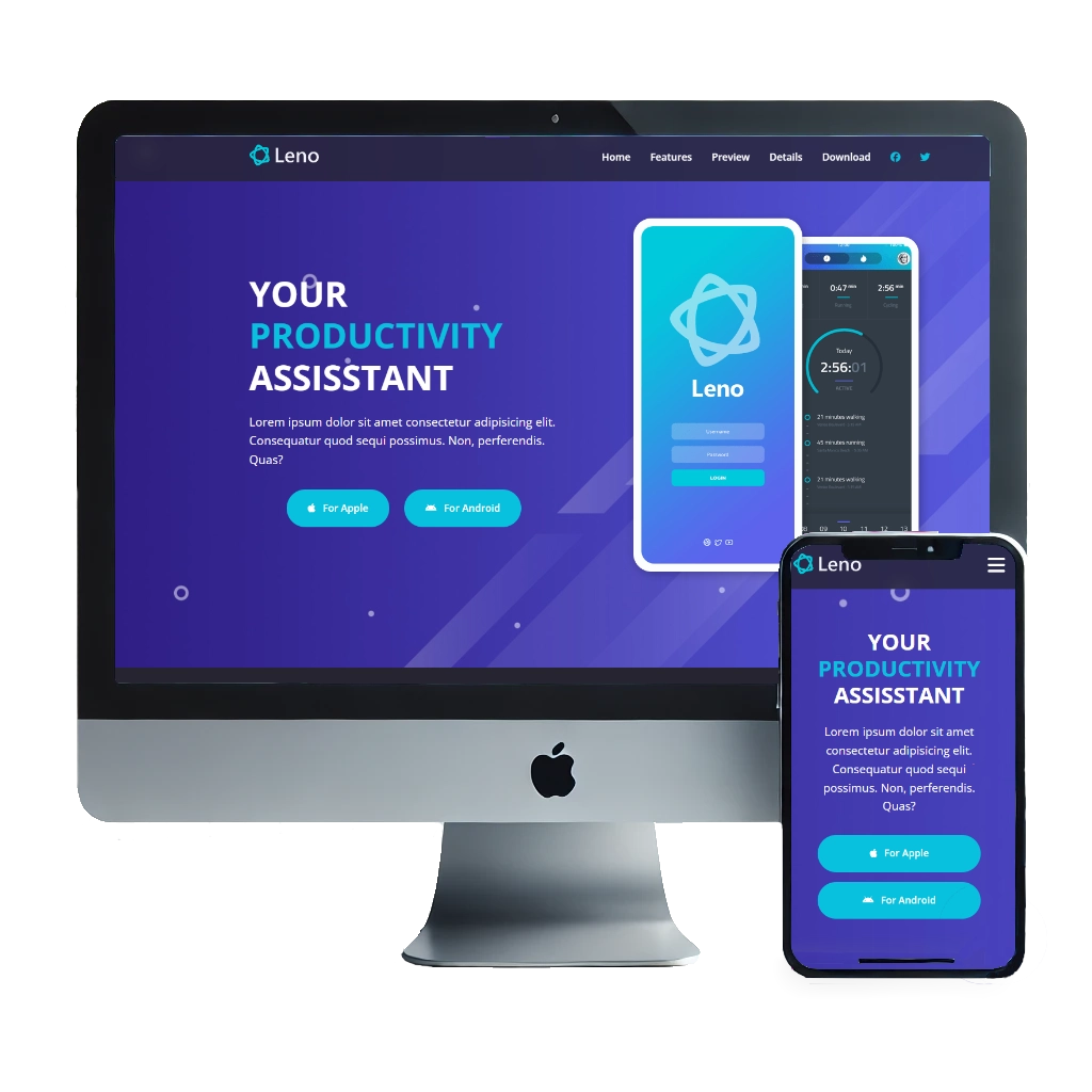 Leno app landing page preview