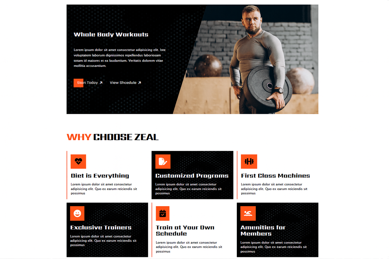 ZeaL fitness landing page preview
